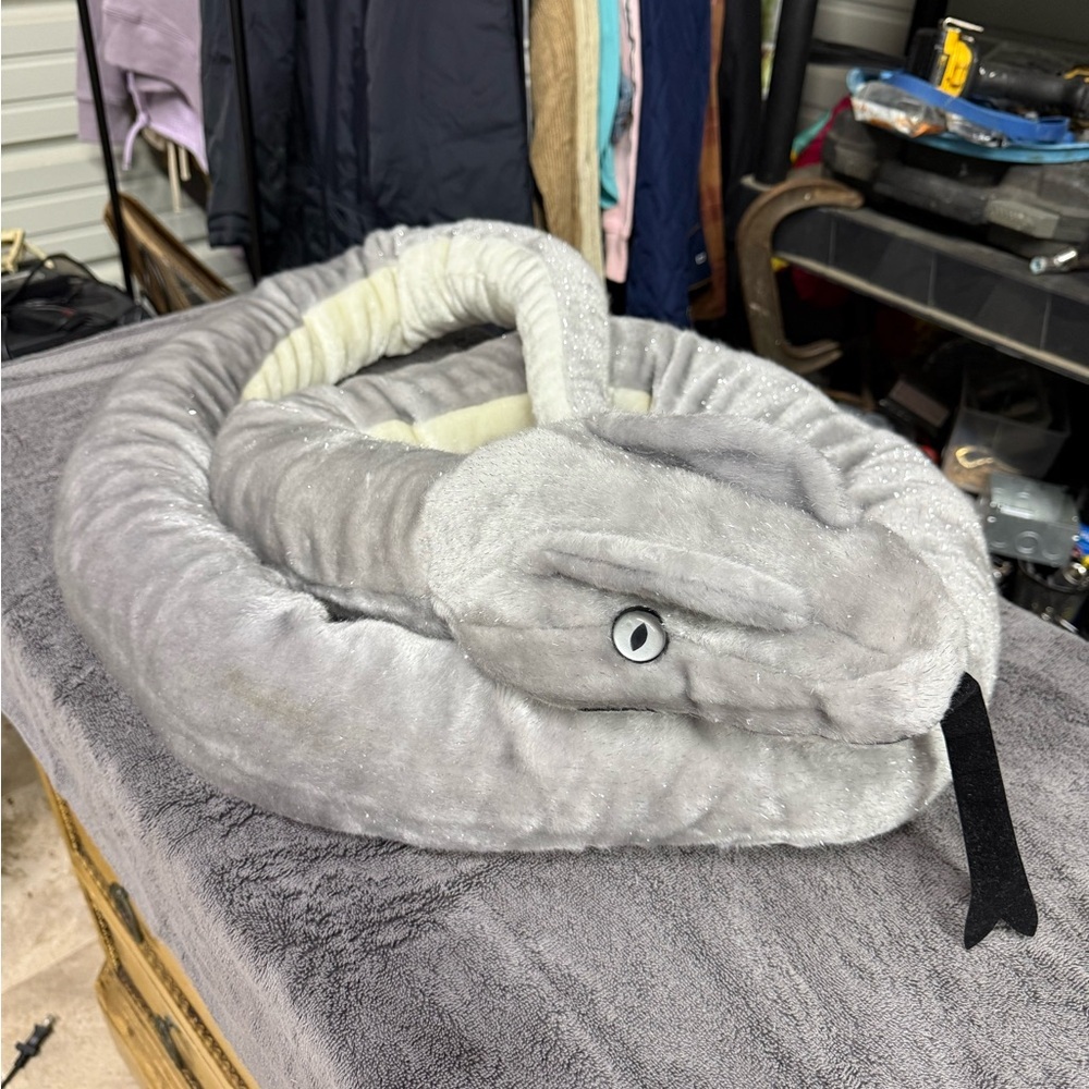 Plush Silver and White Shimmery Snake
